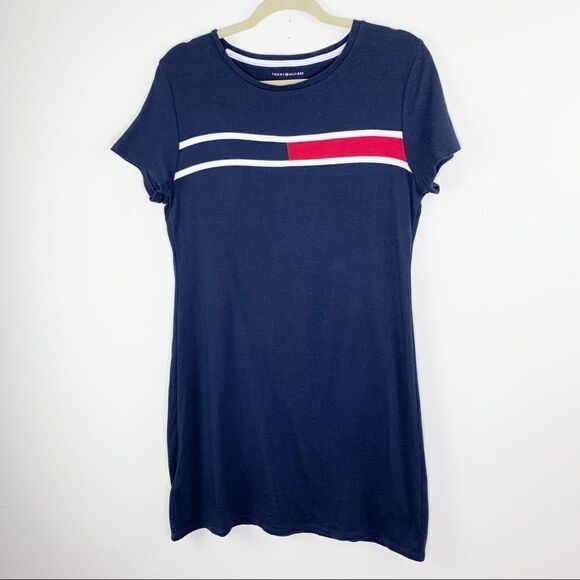Tommy Hilfiger Jersey Color Block T-Shirt Dress L - Picture 1 of 8